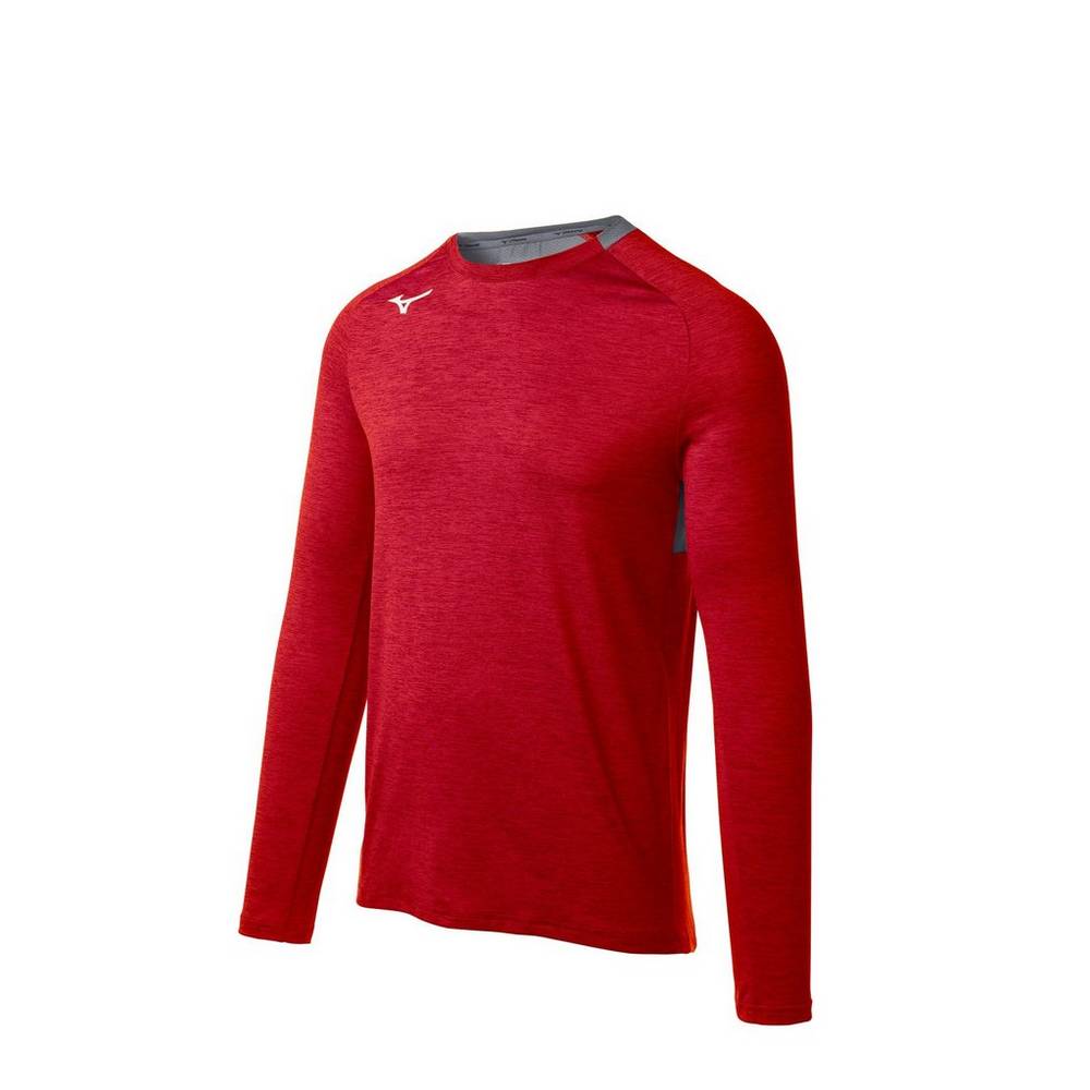 Mizuno Alpha Long Sleeve - Erkek Gömlek - Kırmızı Türkiye (LJFNBI-412)